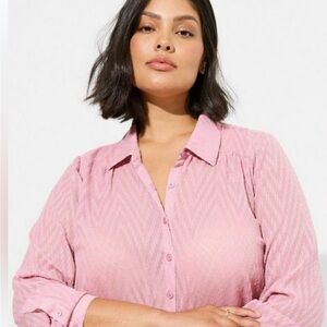 Semi sheer zig zag button up